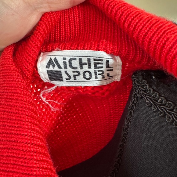 Vintage 1980s sweater, red, black, yellow oversized top, Michel Sport 12/14 (L) - Picture 10 of 10